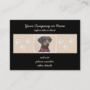 Carte De Visite Peinture Pinscher Allemand Art Animal Original