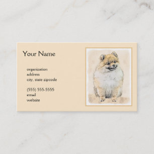 Carte De Visite Peinture Poméranienne (orange) - Art Chien origina
