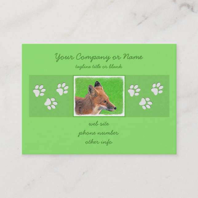 Carte De Visite Peinture Red Fox - Art original de la faune (Devant)