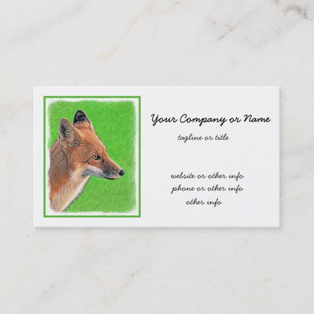Carte De Visite Peinture Red Fox - Art original de la faune (Devant)