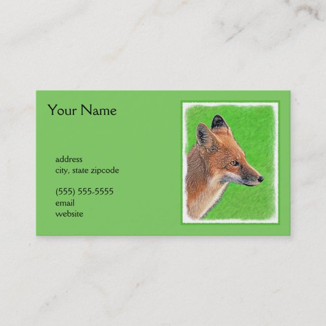 Carte De Visite Peinture Red Fox - Art original de la faune (Devant)