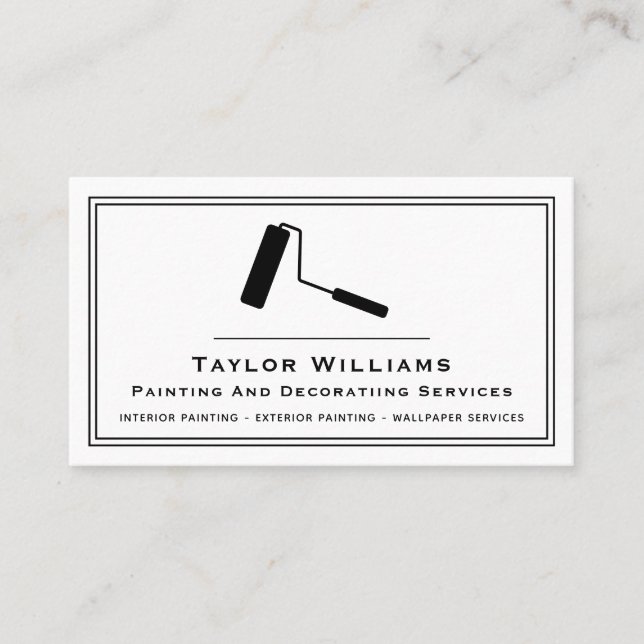 Carte De Visite Peinture Roller Services de peinture Peintre Noir  (Devant)