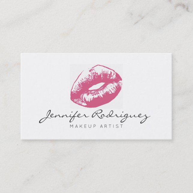 Carte De Visite Peinture rose Lipstick maquillage Artiste Cosmétiq (Devant)