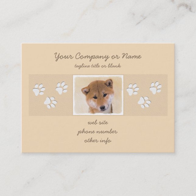 Carte De Visite Peinture (rouge) de Shiba Inu - art original de (Devant)