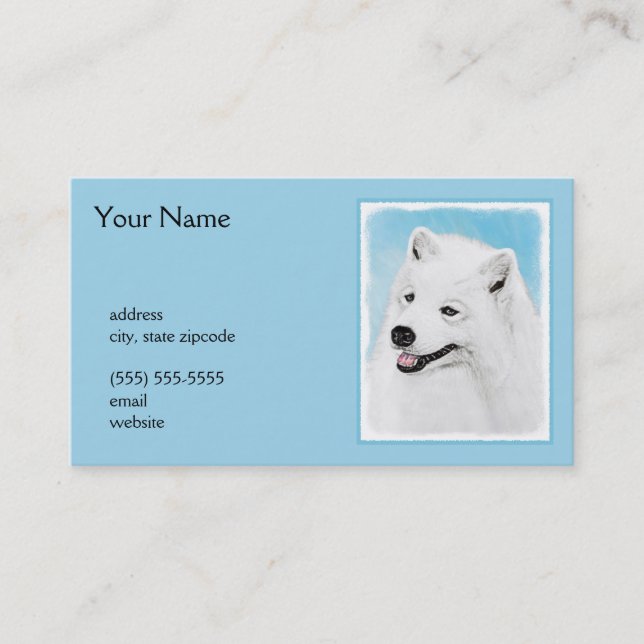 Carte De Visite Peinture Samoyed - Cute Original Chien Art (Devant)