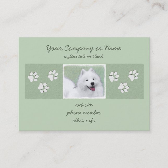 Carte De Visite Peinture Samoyed - Cute Original Chien Art (Devant)