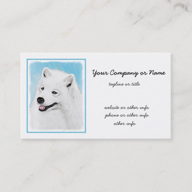 Carte De Visite Peinture Samoyed - Cute Original Chien Art (Devant)