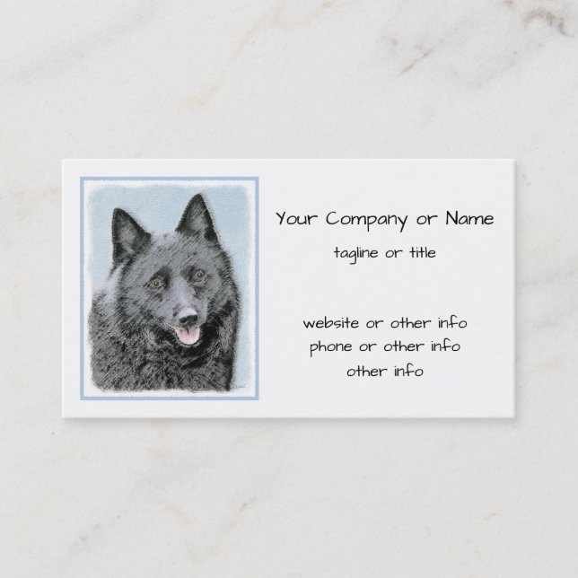 Carte De Visite Peinture Schipperke - Cute Original Chien Art (Devant)