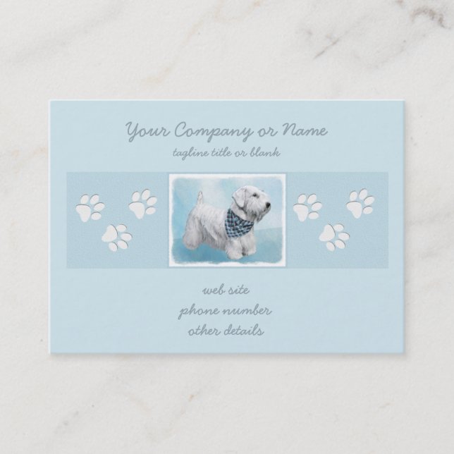 Carte De Visite Peinture Sealyham Terrier - Cute Original Chien Ar (Devant)