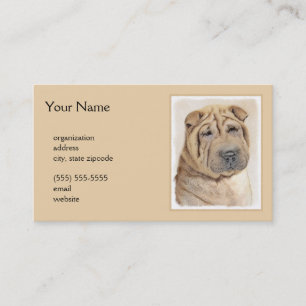 Carte De Visite Peinture Shar Pei - Cute Original Chien Art