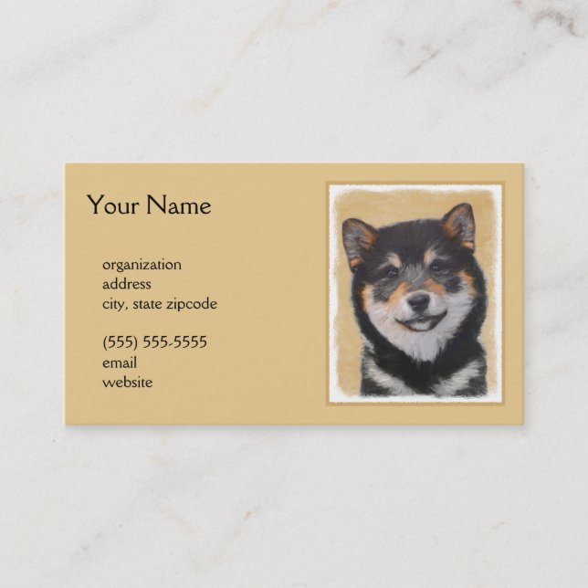 Carte De Visite Peinture Shiba Inu (Noir et Tan) - Art Chien (Devant)