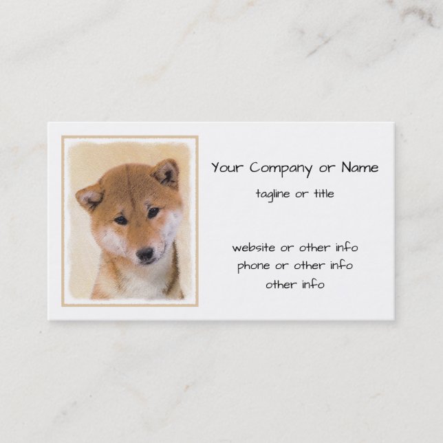 Carte De Visite Peinture Shiba Inu (Rouge) - Art Chien original (Devant)