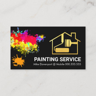 Carte De Visite Peinture Splatter Gold Home Peinture
