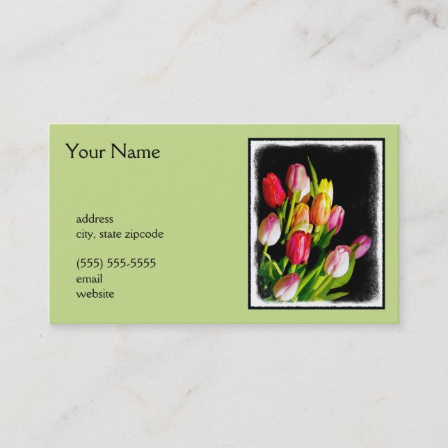Carte De Visite Peinture Tulip - Art Fleur original (Devant)
