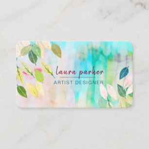 Carte De Visite Peinture Turquoise couleur verte de la feuille Tru