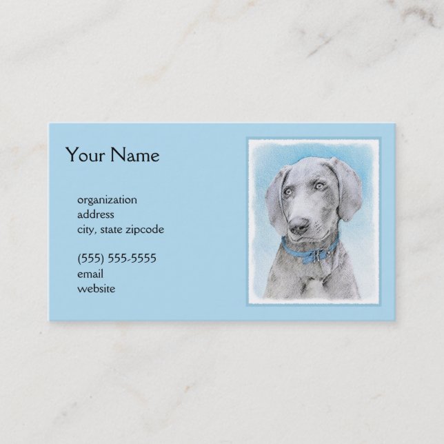 Carte De Visite Peinture Weimaraner - Joli art original chien (Devant)
