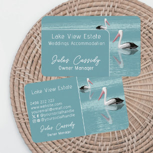 Carte De Visite Pelican Couple Paddle sur Calm Aqua Water