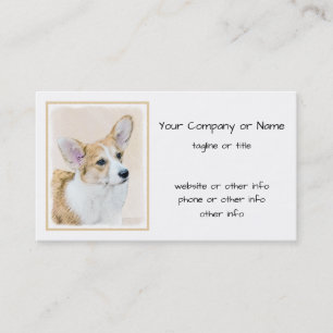 Carte De Visite Pembroke Welsh Corgi Peinture - Art Chien original