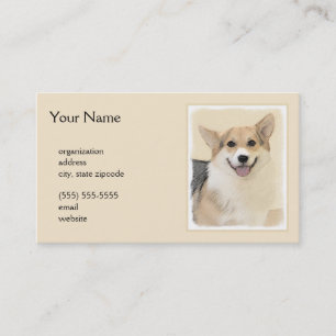 Carte De Visite Pembroke Welsh Corgi Peinture - Art Chien original