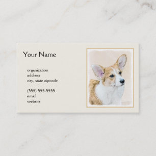 Carte De Visite Pembroke Welsh Corgi Peinture - Art Chien original