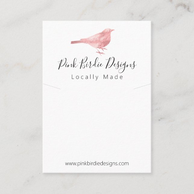 Carte De Visite Pendentif de bijoux artisanaux aux aux oiseaux ros (Devant)