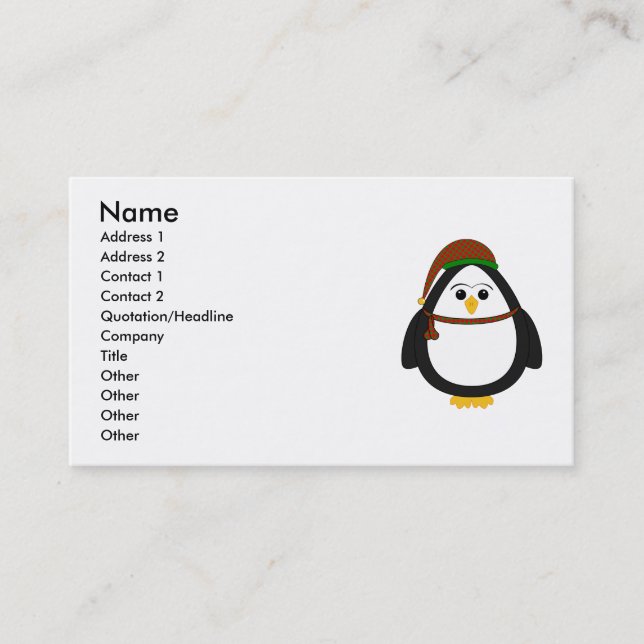 Carte De Visite Penguin de Christmas (Devant)