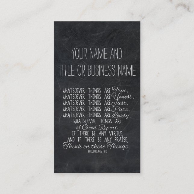 Carte De Visite Pensez sur l'écriture sainte chrétienne de bible (Devant)