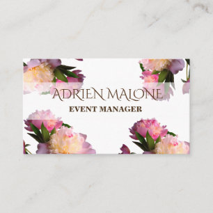 Carte De Visite Peonies Elégante Floral Professional Card