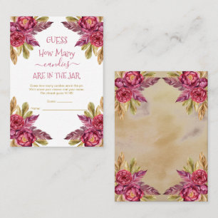 Carte De Visite Peony Blooms Guess Candies dans la Jar Game Card