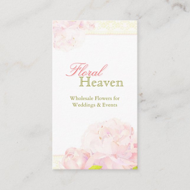 Carte De Visite Peony + dentelle Motif fleuriste Mariage (Devant)