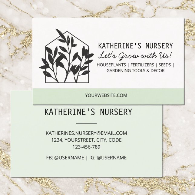 Carte De Visite Pépinière de plantes d'intérieur Moderne Abstrait (Front and Back side)