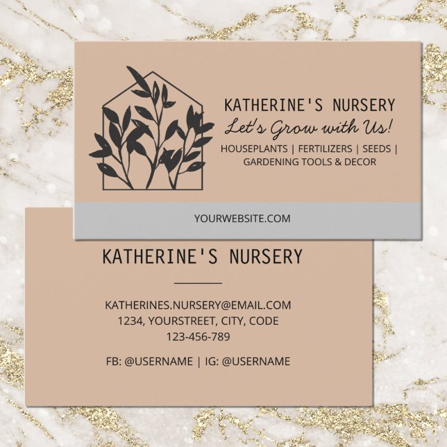 Carte De Visite Pépinière de plantes d'intérieur Moderne Abstrait (Front and Back side)