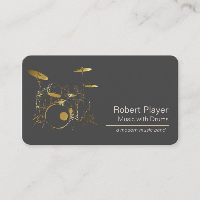Carte De Visite Percussionniste batteur avec Drummer Set Music Eve (Devant)