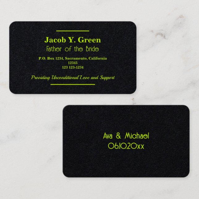 Carte De Visite Père de la mariée (Devant / Derrière)