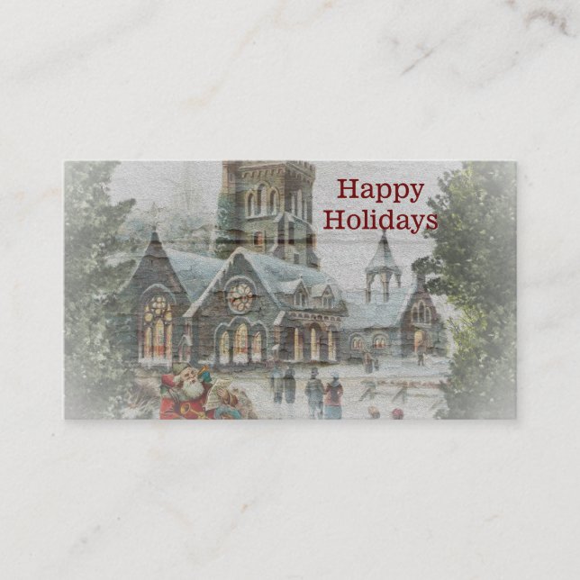 Carte De Visite Père Noël d'autrefois avec des enfants devant une  (Devant)