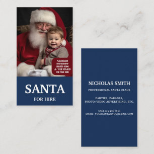 Carte De Visite Père Noël Professionnel Bleu à Louer Photo Vertica