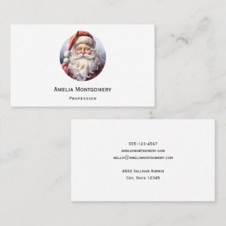 Carte De Visite Père Noël rétro dans un chapeau rouge de Noël