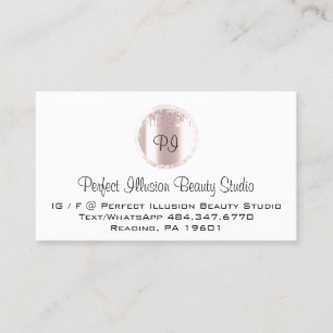 Carte De Visite Perfect Beauty Studio Services Rose Monogramme