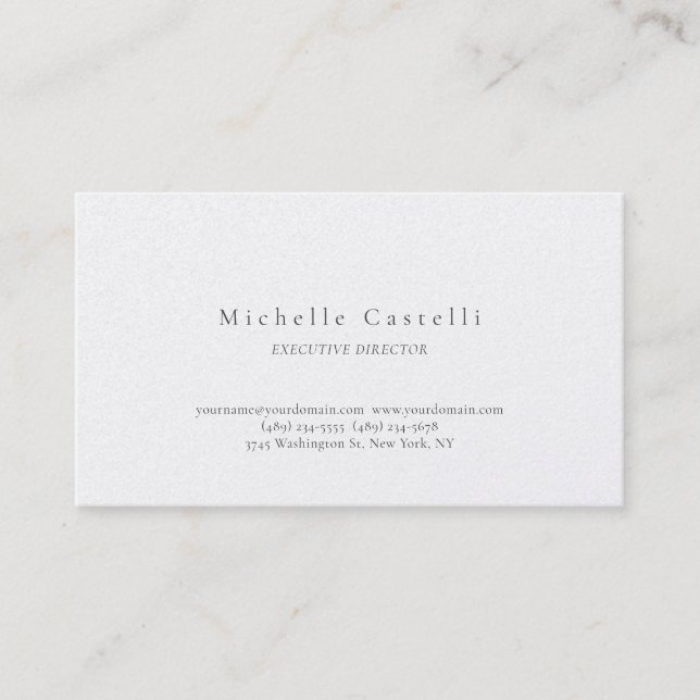 Carte De Visite Perle de Luxe Professionnel Unique Classique Simpl (Devant)