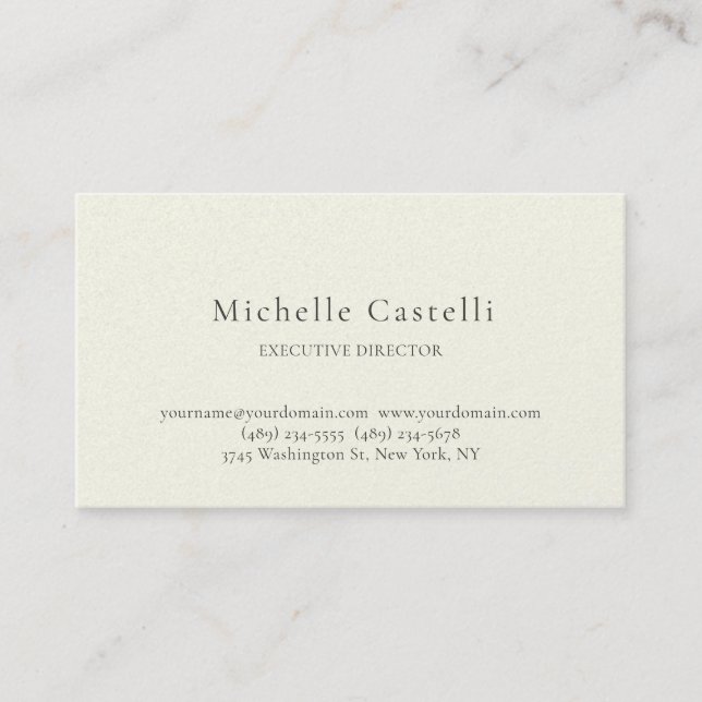 Carte De Visite Perle de Luxe Professionnel Unique Classique Simpl (Devant)