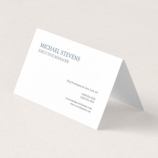 Carte De Visite Perle Premium Moderne Élégante Simple Bleu Blanc (Devant)