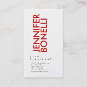 Carte De Visite Perle pro minimaliste moderne gras rouge blanc 