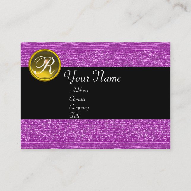 CARTE DE VISITE PERLES DE MODE VIOLETTE TOPAZE JAUNE MONOGRAMME (Devant)