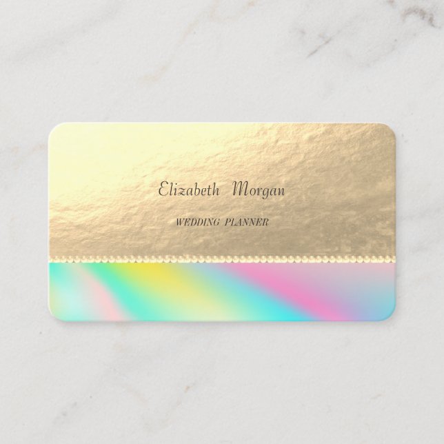 Carte De Visite Perles dorées holographiques fausses élégantes (Devant)