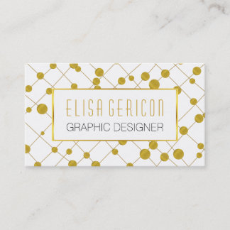 Carte De Visite Perles en feuille or chic et tendance motif et cad