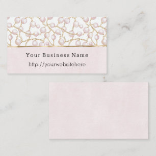 Carte De Visite Perles roses Chaîne en or Nom de l'entreprise site