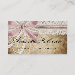 Carte De Visite Perles vintages et Wedding planner de ruban rose