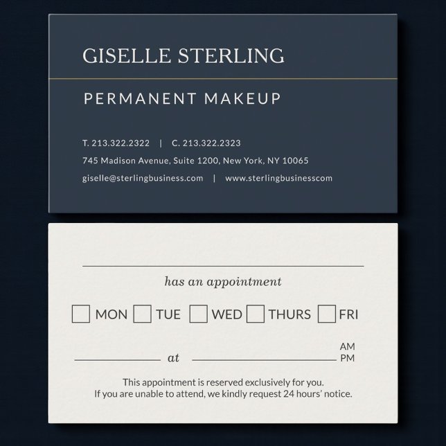 Carte De Visite Permanent Makeup Office Appointment Reminder (Créateur téléchargé)