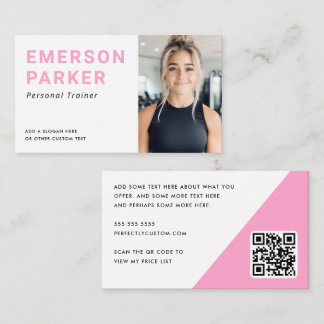 Carte De Visite Personal trainer fitness coach photo pink