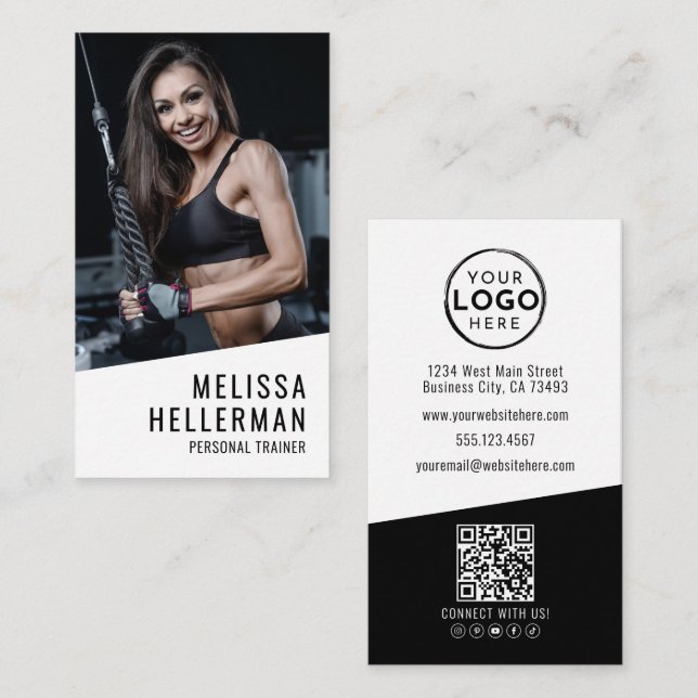 Carte De Visite Personal Trainer Photo Vertical (Devant / Derrière)